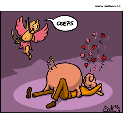 Cupido strooit zijn pijlen lustig rond