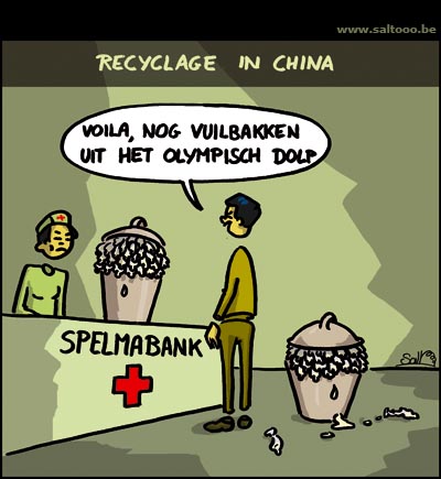 China recycleert op de olympische spelen