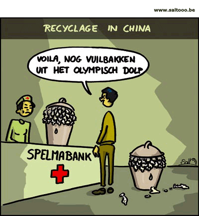 China recycleert op de olympische spelen