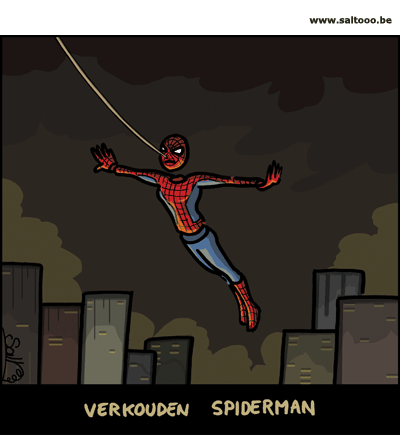 Zelfs spiderman is wel eens verkouden