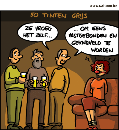 Thema van de cartoon op deze pagina: 50 tinten grijs prikkelt de fantasie van heel wat vrouwen, klik op de cartoon om naar de volgende te gaan