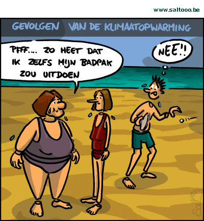 Thema van de cartoon op deze pagina: Klimaatopwarming heeft zo zijn gevolgen, klik op de cartoon om naar de volgende te gaan