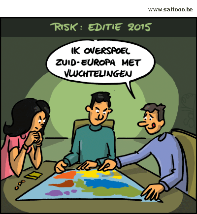 Thema van de cartoon op deze pagina: Risk de aangepaste editie, klik op de cartoon om naar de volgende te gaan