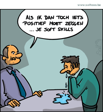 Thema van de cartoon op deze pagina: Niet iedereen heeft evenveel soft skills, klik op de cartoon om naar de volgende te gaan