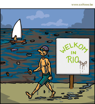Thema van de cartoon op deze pagina: Rio is er niet ingeslaagd om het water tezuiveren tegen de spelen, klik op de cartoon om naar de volgende te gaan