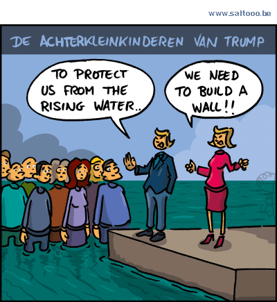 Thema van de cartoon op deze pagina: Wat doen de achterkleinkinderen van Trump met de opwarming van de aarde, klik op de cartoon om naar de volgende te gaan