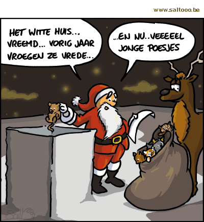 Thema van de cartoon op deze pagina: De kerstman komt ook langs in het witte huis, klik op de cartoon om naar de volgende te gaan