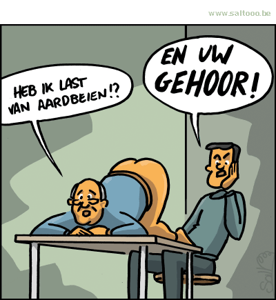 Thema van de cartoon op deze pagina: Dokter, heb ik last van aardbeien?, klik op de cartoon om naar de volgende te gaan