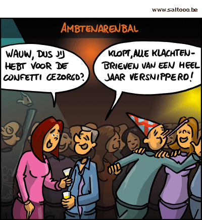 Thema van de cartoon op deze pagina: Elk jaar hebben de ambtenaren hun bal, klik op de cartoon om naar de volgende te gaan