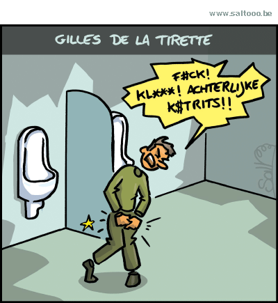 Thema van de cartoon op deze pagina: Maak kennis met de neef van Gilles de la Tourette, klik op de cartoon om naar de volgende te gaan