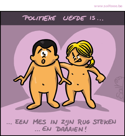 Thema van de cartoon op deze pagina: De liefde is cartoons zijn in de politiek iets minder lief, klik op de cartoon om naar de volgende te gaan