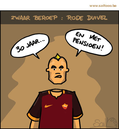 Thema van de cartoon op deze pagina: Rode duivel Radja Nainggolan op vervroegd pensioen, klik op de cartoon om naar de volgende te gaan