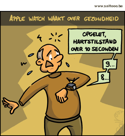 Thema van de cartoon op deze pagina: De apple watch is voorgesteld en zorgt voor je gezondheid, klik op de cartoon om naar de volgende te gaan