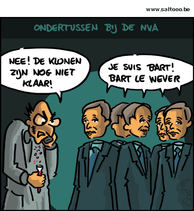 Thema van de cartoon op deze pagina: Naast Bart De Wever is er geen leider voor de NVA, men zoekt een oplossing, klik op de cartoon om naar de volgende te gaan