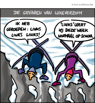 Thema van de cartoon op deze pagina: Luxeverzuim is niet altijd zonder gevaar, klik op de cartoon om naar de volgende te gaan