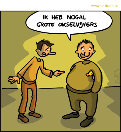 Thema van de cartoon op deze pagina: Cartoon over de man met grote okselvijvers, klik op de cartoon om naar de volgende te gaan