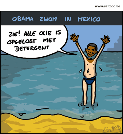 Obama zwemt in de Mexicaanse golf als steunbetuiging